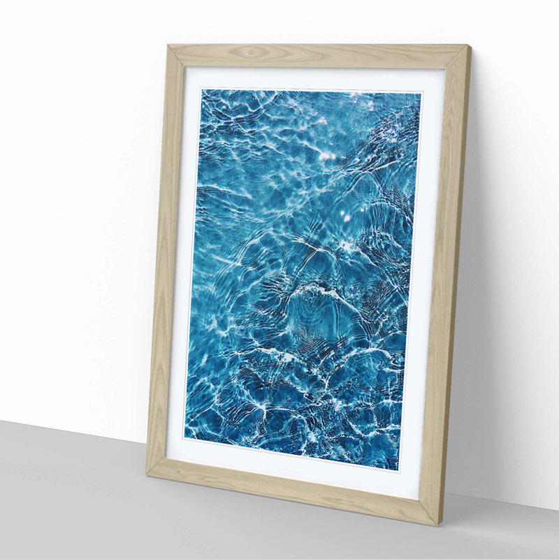 Ripples of Blue in Abstract - Picture Frame Graphic Art Print, 50cm H x 35cm W x 2cm D, Oak