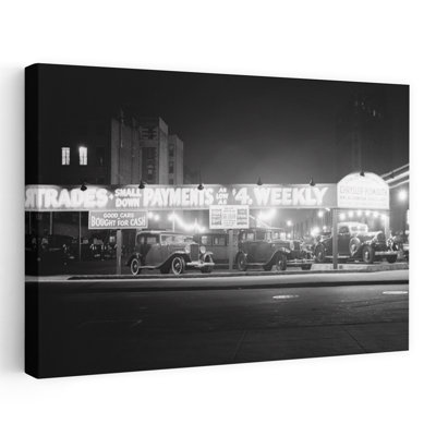 1930S New And Used Car Lot At Night Automobile Sales Sixth Avenue Waverly Street Greenwich Village New York City Usa Classic Retro Vintage City Art