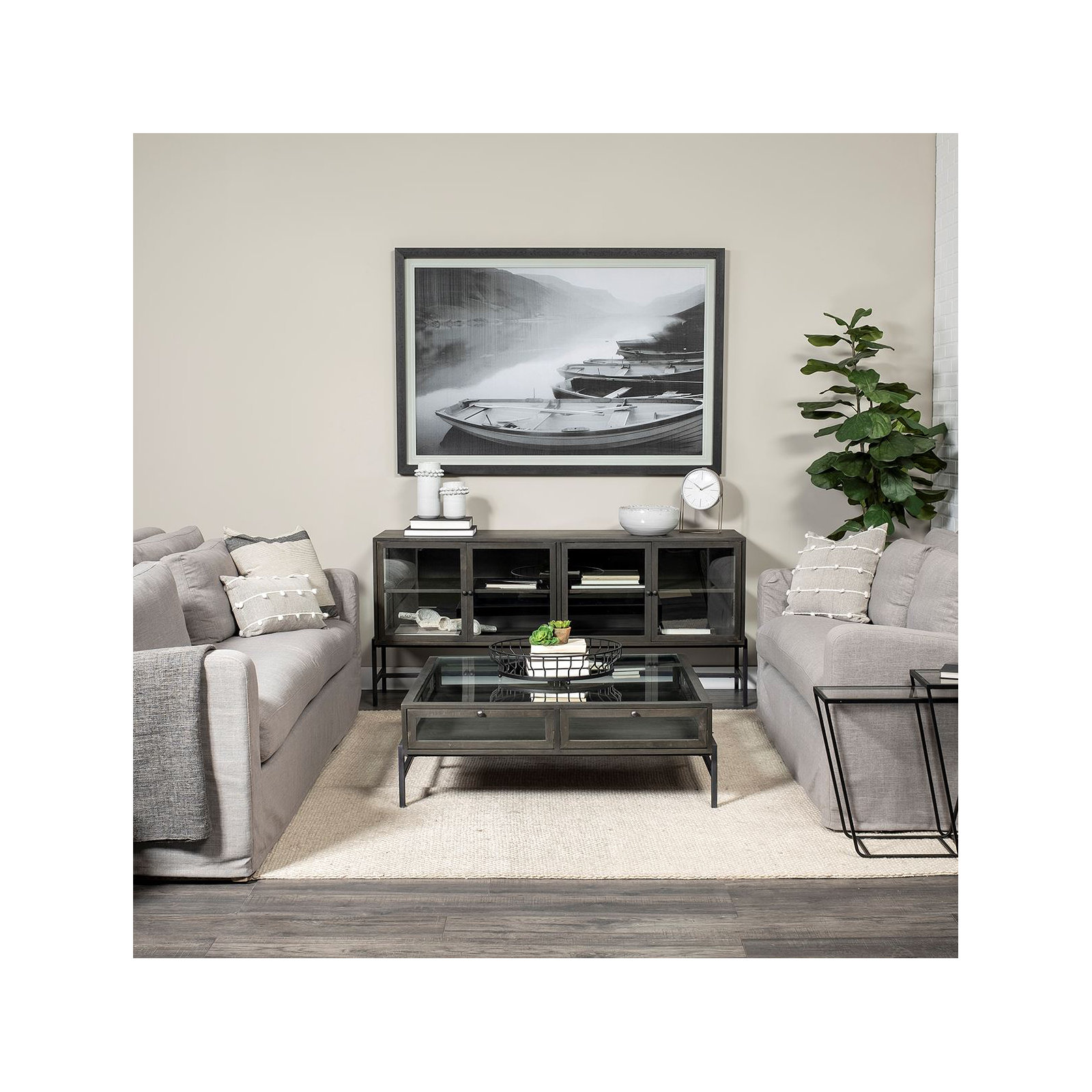 Warner 70'' Sideboard, Black/Dark Brown