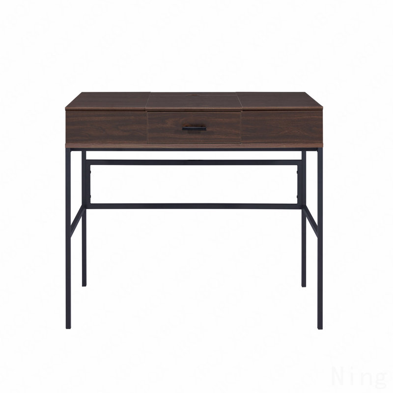 Oak & Black Finish Writing Desk W/Usb, Brown