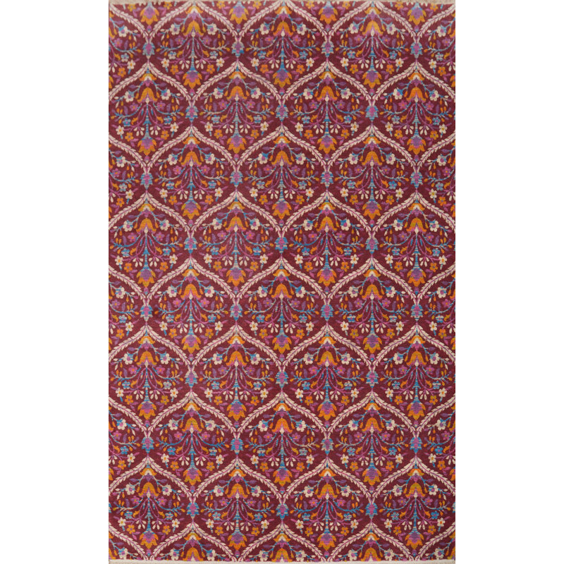Tapis rouge all-over de style Gabbeh 6 x 9