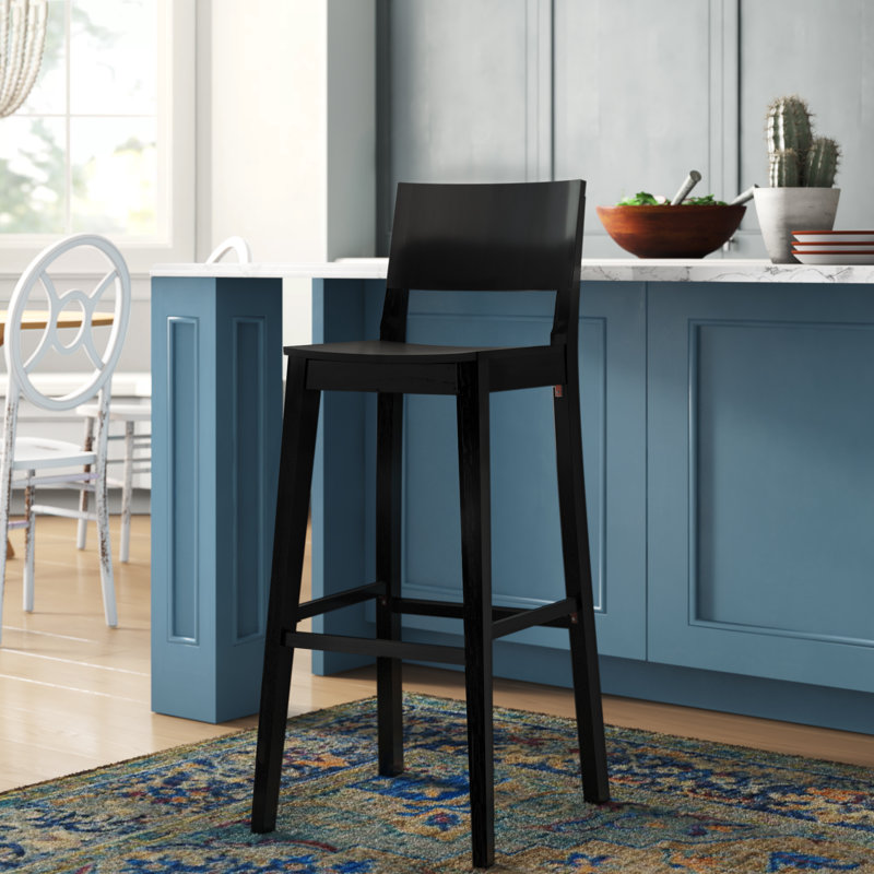 Tabouret 30 "en bois massif Ahreanna, Noir