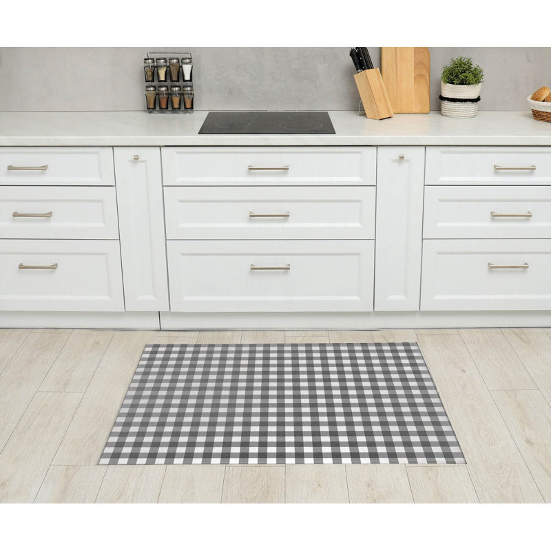 Tapis de cuisine Proper Gingham, Gris anthracite, Rectangulaire 3 pi x 5 pi