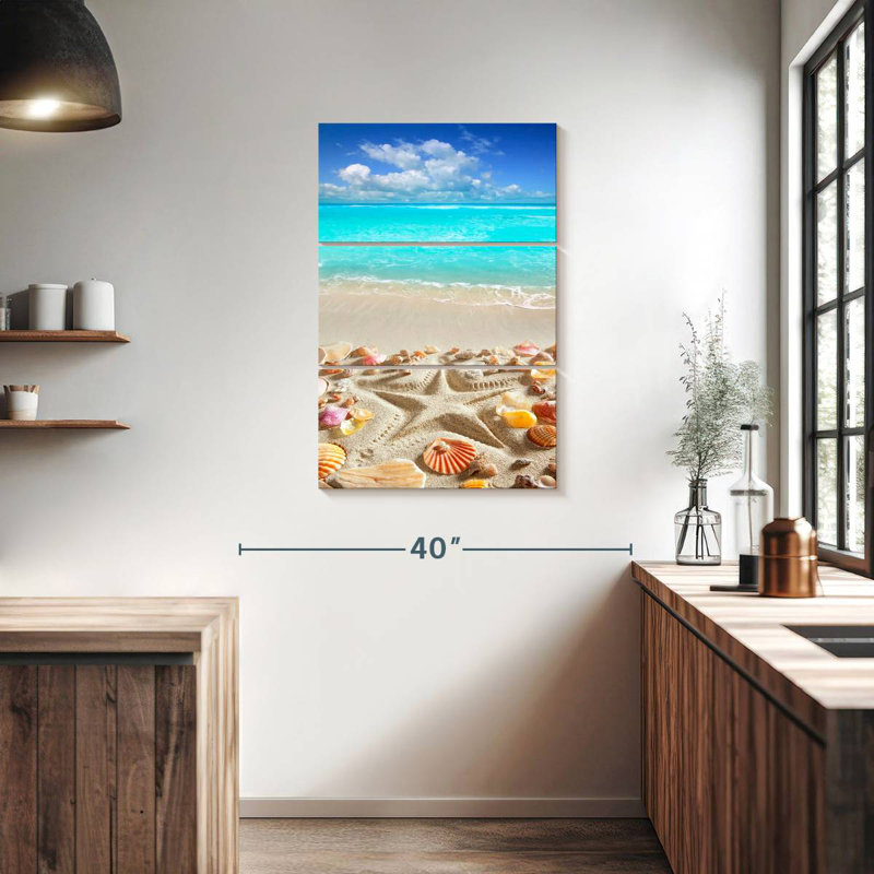 Gillard, paradis tropical, coquillages, H 38 po x l 24 po