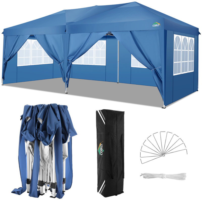 Pop up Canopy Tent, Waterproof Commercial Tent with 6 Removable Sidewalls, Blue
