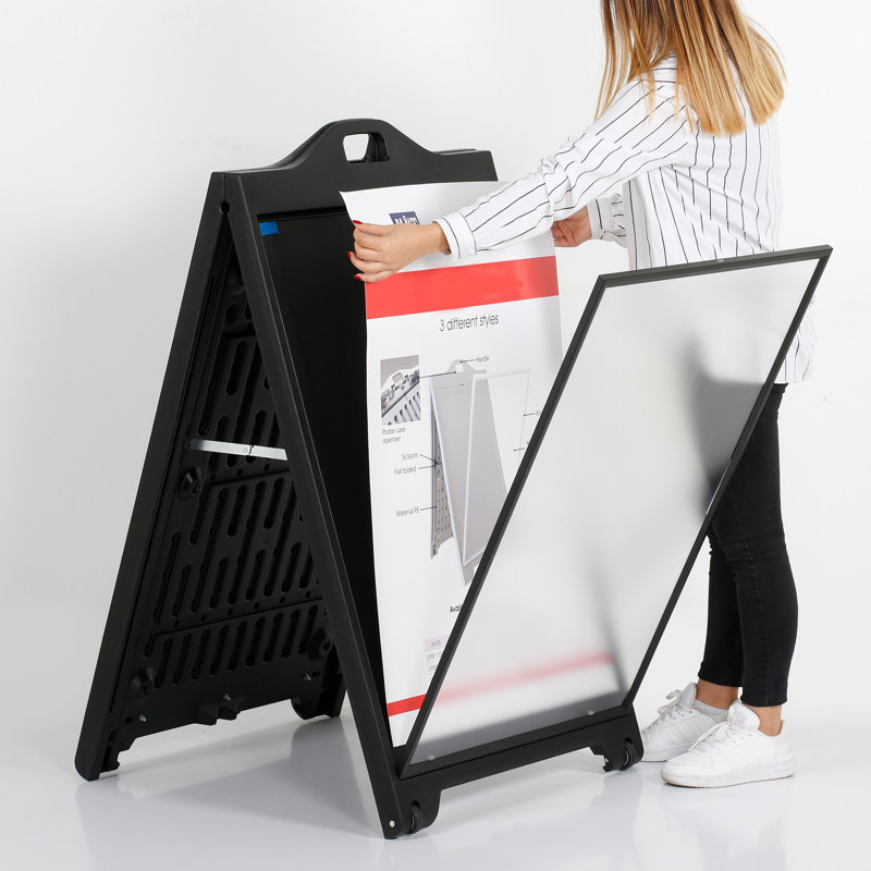 Black Double-Sided Folding Sandwich Board with Protective Cover