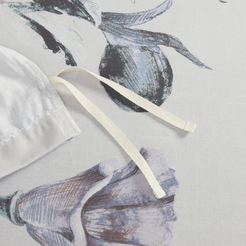 Maddy Blue Floral Cotton King/Cal King Duvet Cover Set