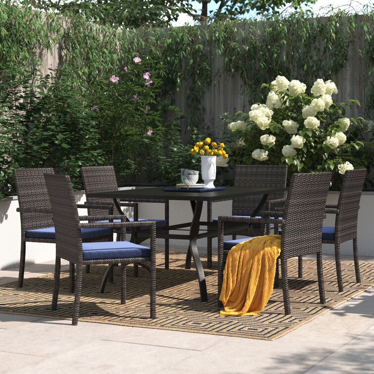 Alyah 6 - Person Rectangular Outdoor Dining Set with Cushions