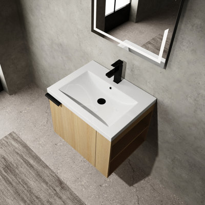 Meuble-lavabo en chêne de style américain moderne 24 po, choix de rangement pratique, évier de 24 po pour les grands espaces, les armoires, le design et la durabilité