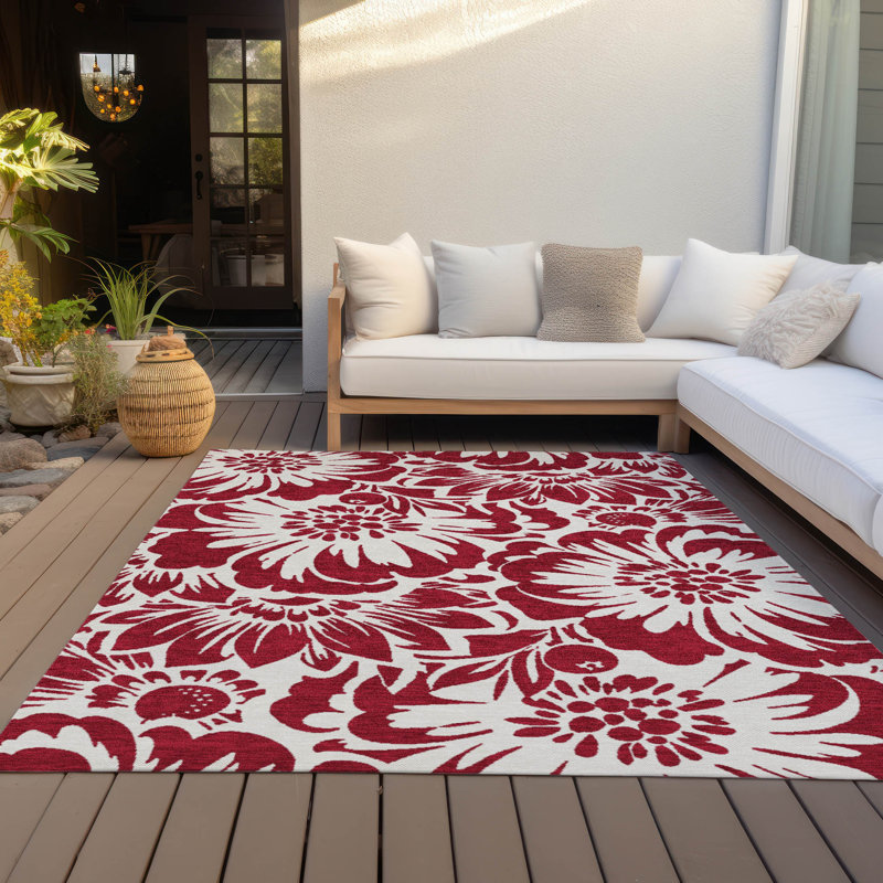 Altair Washable Floral Indoor / Outdoor Rug, Rectangle 3' x 5'