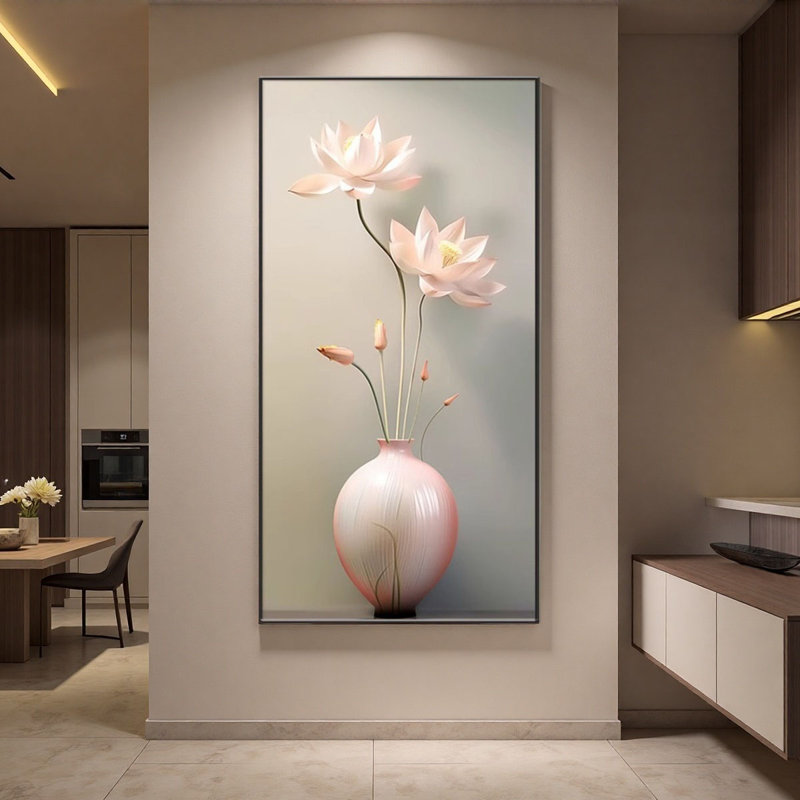 Peinture murale moderne minimaliste sur le thème du lotus