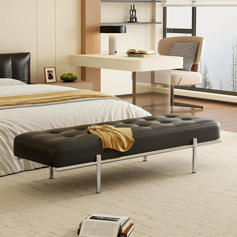 Banc rembourré, H 15,75 po x l 39,37 po x P 17,52 po, Noir