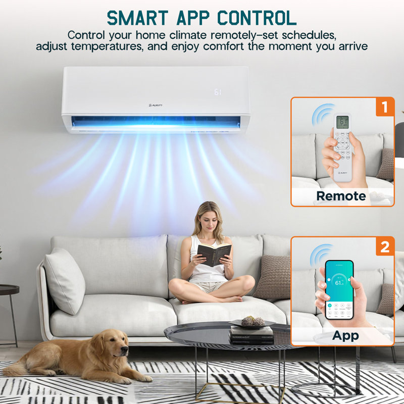 Mini Split AC/Heating System, 20,000 BTU ODU, 25 SEER2 2 Zone 9K+12K BTU Ductless Inverter Heat Pump, WiFi Enabled with Pre-Charged Condenser & 16.4 Ft Line Set, 208-230V, Energy-Efficient