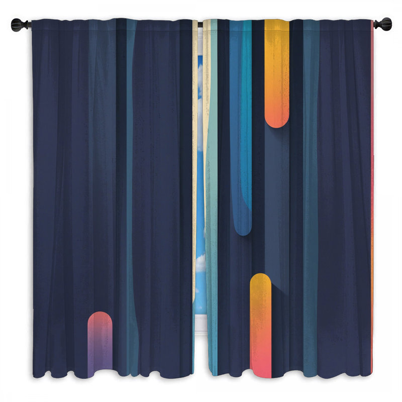 Rideaux de fenêtre colorés et colorés à rayures verticales et obscurcissant - 2 panneaux, Obscurcissement de chambre