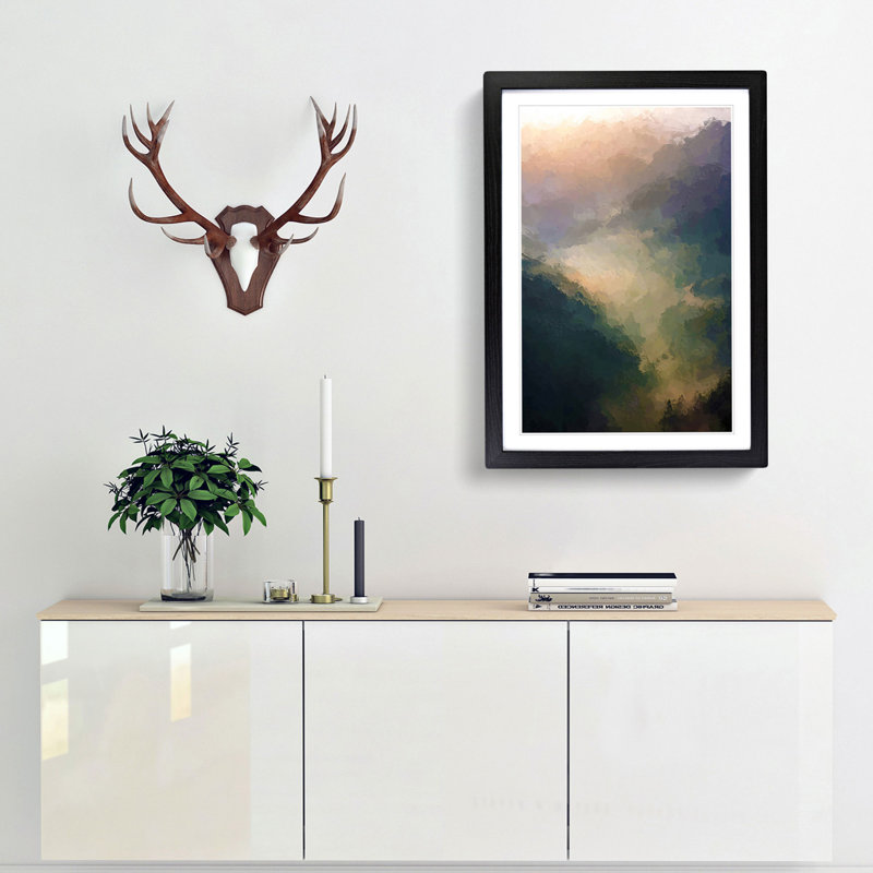 Valley Mist in Abstract - Picture Frame Graphic Art Print, 91cm H x 60cm W x 2cm D, Black