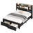 Upholstered Platform Bed, LED Bed Frame with Charging, Storage Headboard-2083645325-2083813086