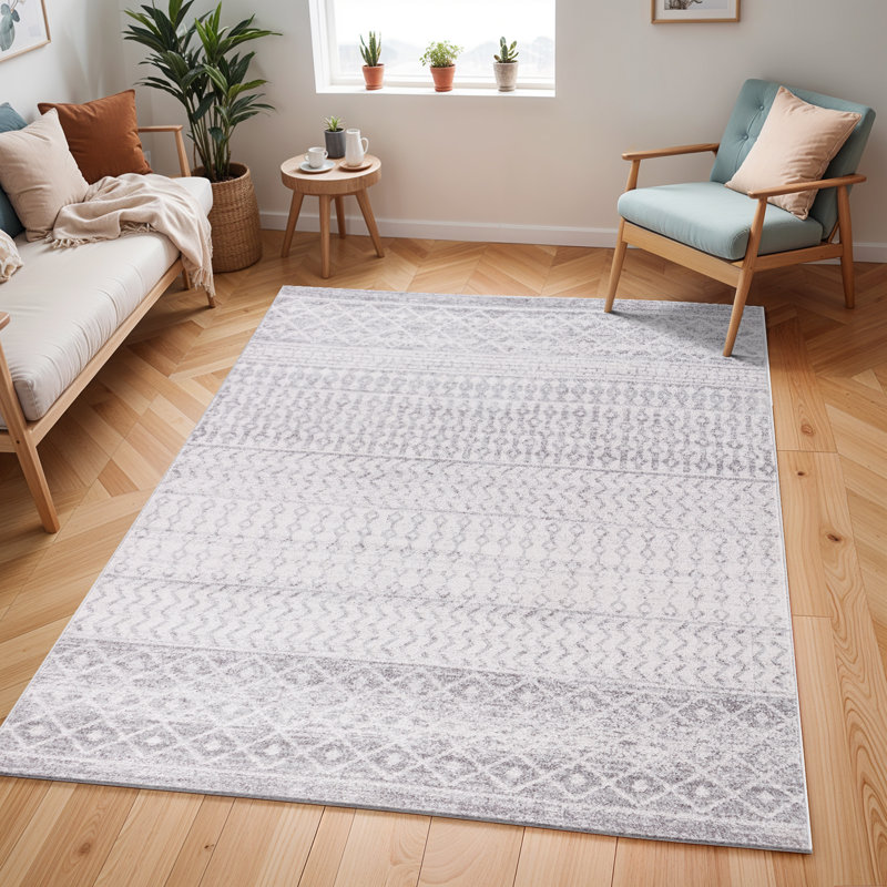 Narine Machine Woven Grey/White Indoor Rug, Rectangle 238 x 312 cm