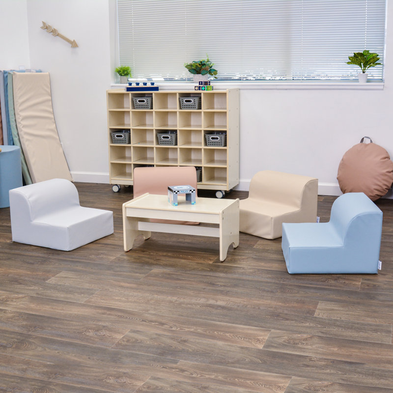 Chaises à assise souple - 4 pièces, Bleu / rose / crème / gris