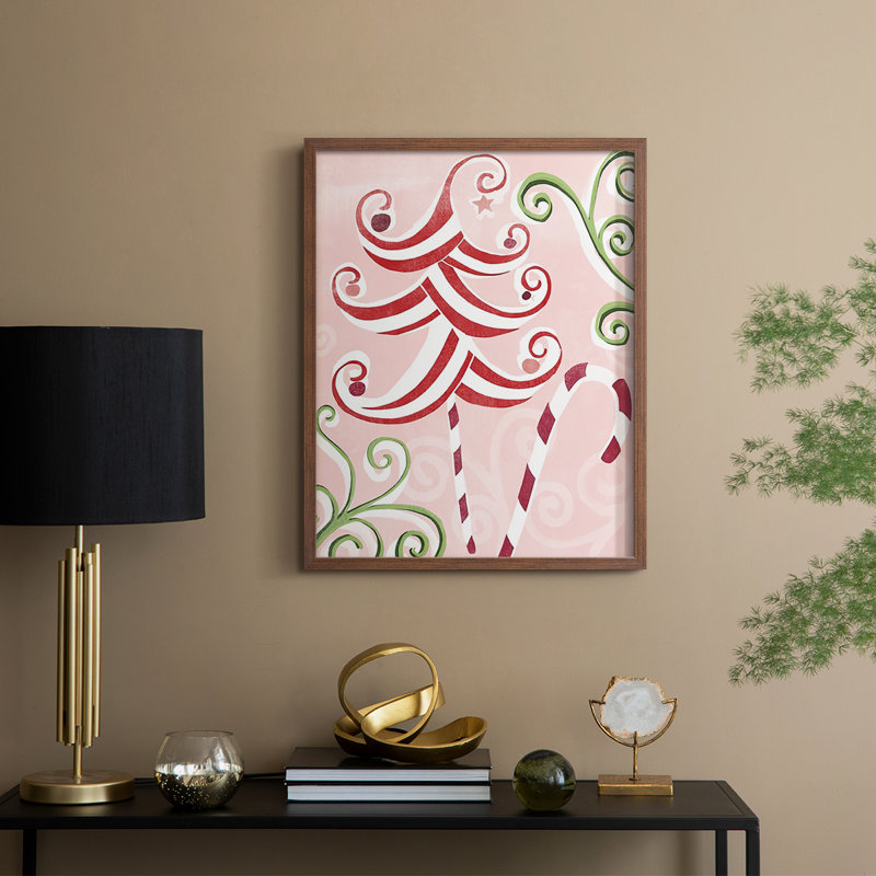 «Candy Cane Holiday I», reproduction encadrée - bois massif, Cadre noyer, H 21 po x l 17 po