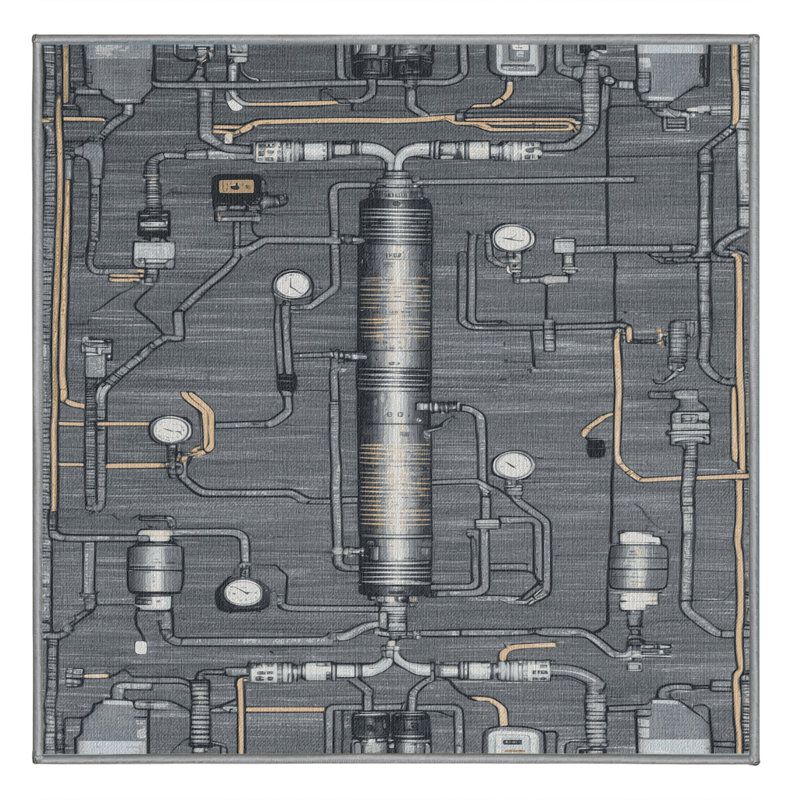 Machine Washable Space Gray Area Rug, Square 4'