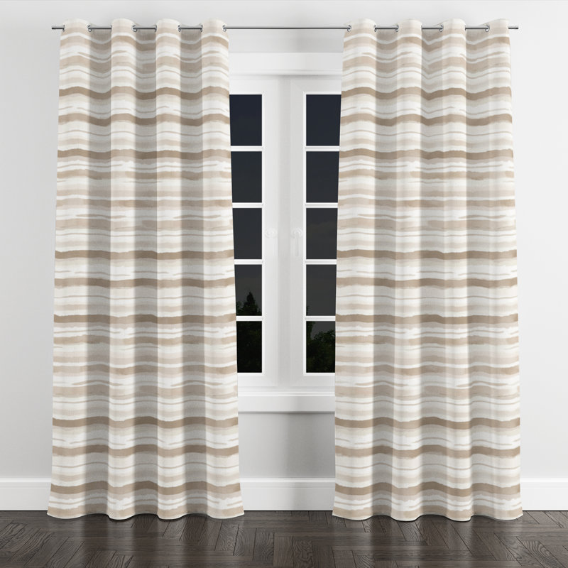 Modern Room Darkening Curtains - Striped Balwant Grommet Curtain - 1 Panel, 52" W x 63" L, Silver Grommets