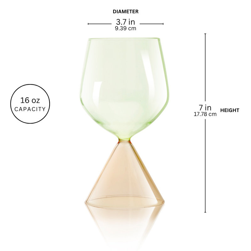 Ensemble de 2 verres à vin en verre qualia - pêche / vert, Pêche / vert