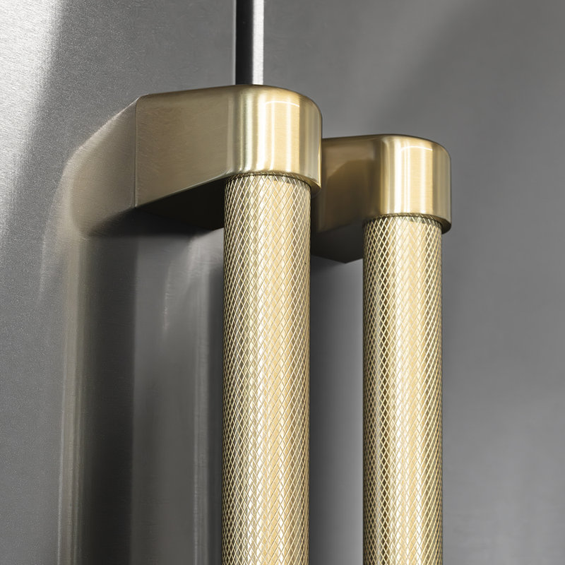 ZLINE Autograph 36 in. French Door Refrigerator with Stainless Interior and Bronze Helix Handles, Champagne Bronze