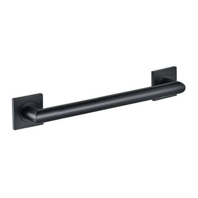 18" Wall-Mounted Crater Grab Bar - Matte Black, Premium Brass Construction, Installation Hardware Included
