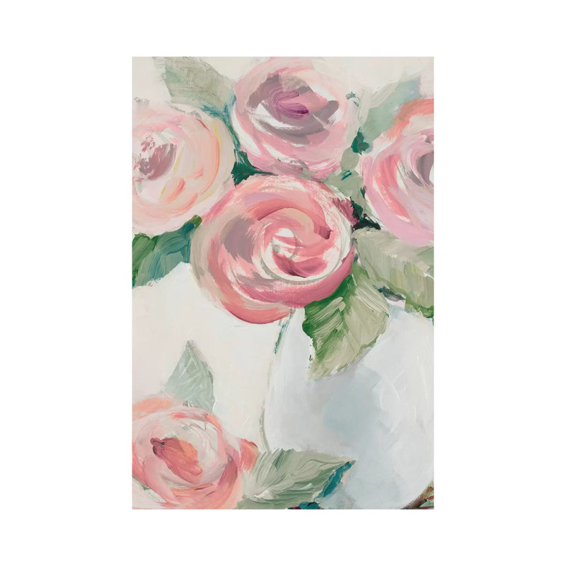«Pink Spring Blooms I» par Lanie Loreth - peinture sur toile tendue, H 12 po x l 8 po x P 0,75 po
