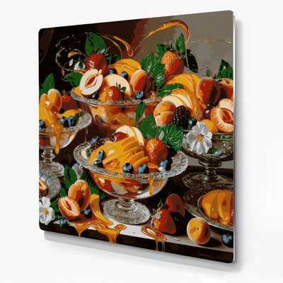 Desserts Fruit salad Brown Metal Wall Art