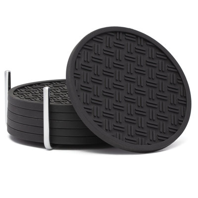 Round 6 Piece Coaster Set With Holder
