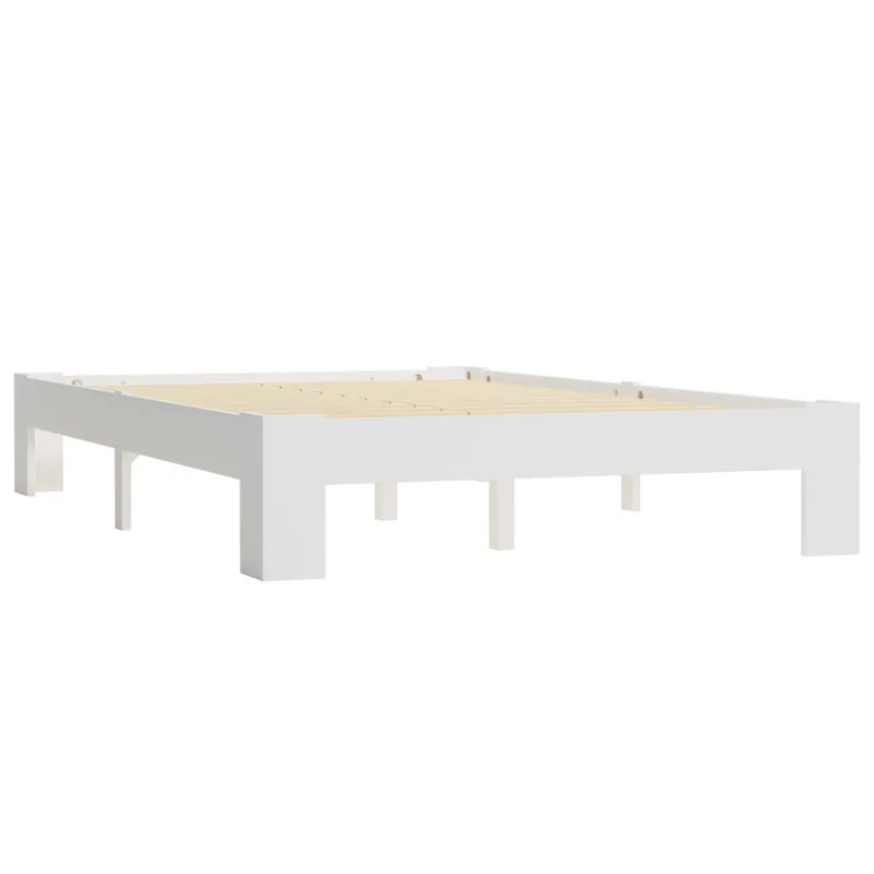 Abarne Solid Wood Bed, European Kingsize (160 x 200 cm), White
