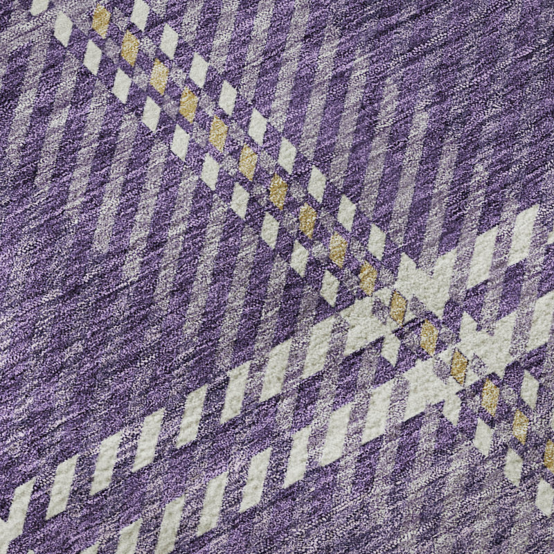Premium Machine Washable Prisco Purple Rug, Rectangle 1'8" x 2'6"