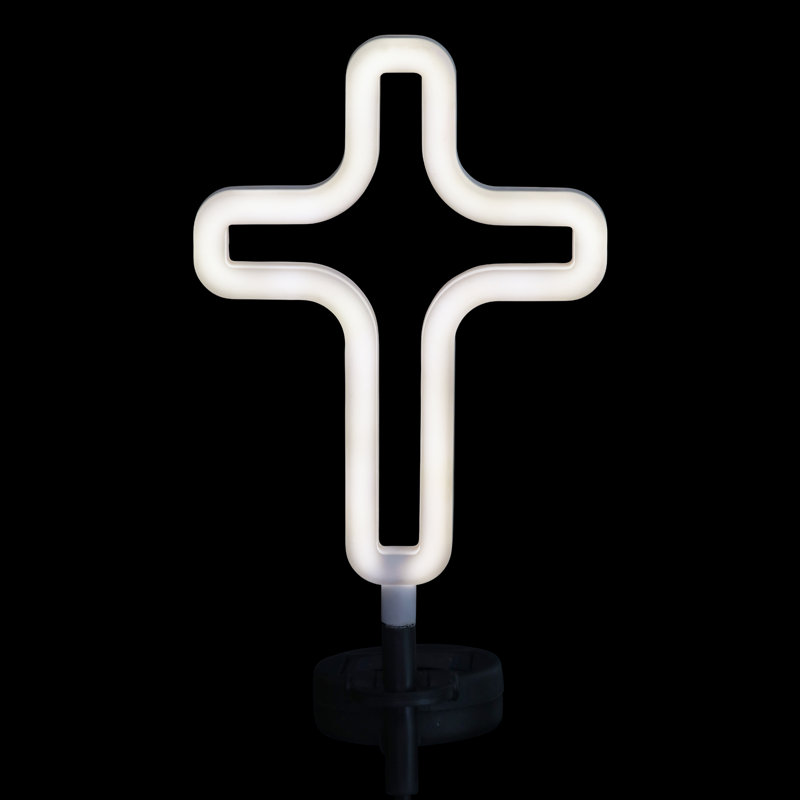 White Solar LED Cross Garden Stake Light