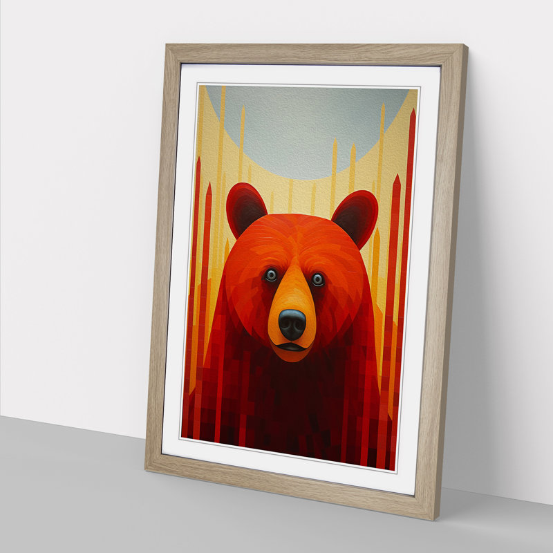 Bear Constructivism No.3 - Framed Print, Oak Framed, 64cm H x 46cm W x 2cm D
