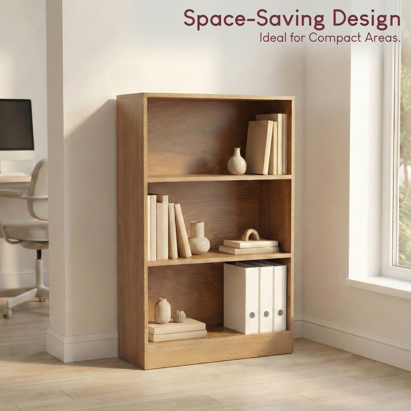142cm H x 60cm W Standard Bookcase, Oak, (3 Shelves) 109cm H x 60cm W x 24cm D