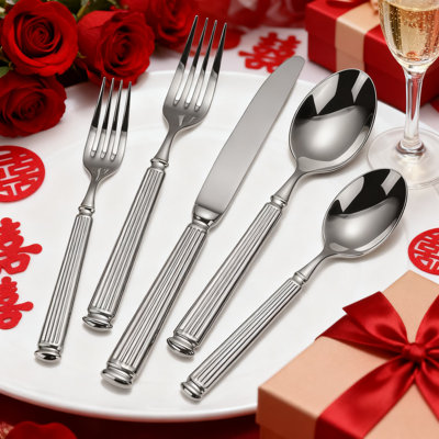 40-Piece Heavy Duty Flatware Set For 8, 18/10 Stainless Steel Silverware Set With Marble Pillar Handle, Extra Thick And Durable, Dishwasher Safe