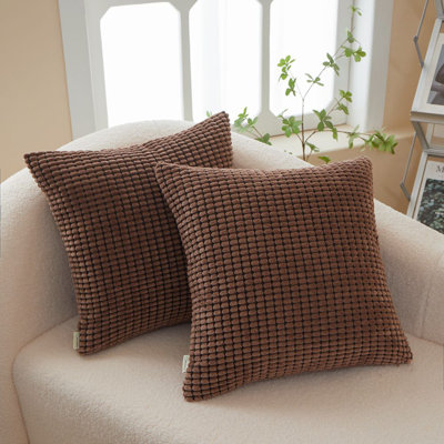 (Covers With Inserts) Set of 2 Corduroy Reversible Throw Pillows size 12"x20" rectangle or 18"x18" square 
