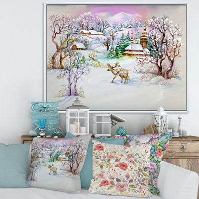 Winter Village Life - peinture sur toile