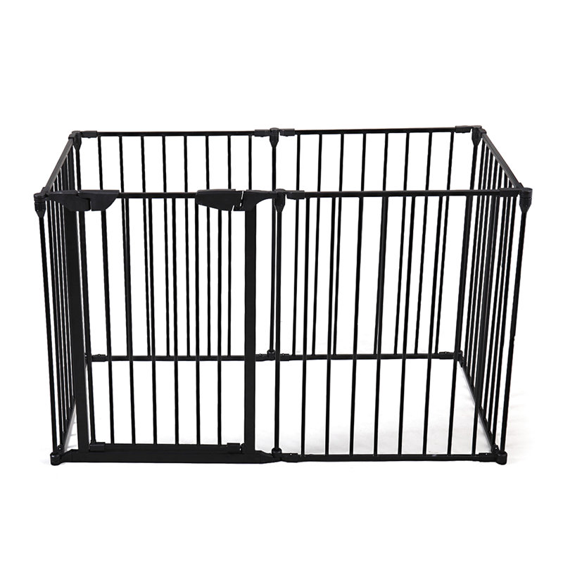 Clôture de parc pour animaux de compagnie 146 po, barrière pliable 6 po, barrière de foyer, métal, aire de jeu noire extra large