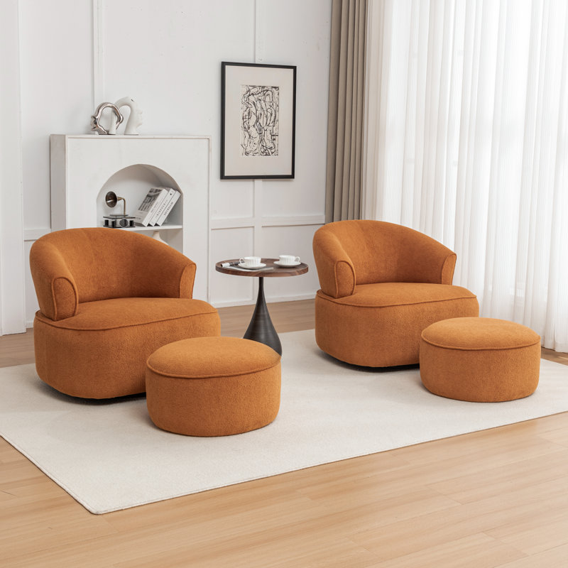 Chaise pivotante rembourrée en polyester avec repose-pieds, Polyester orange
