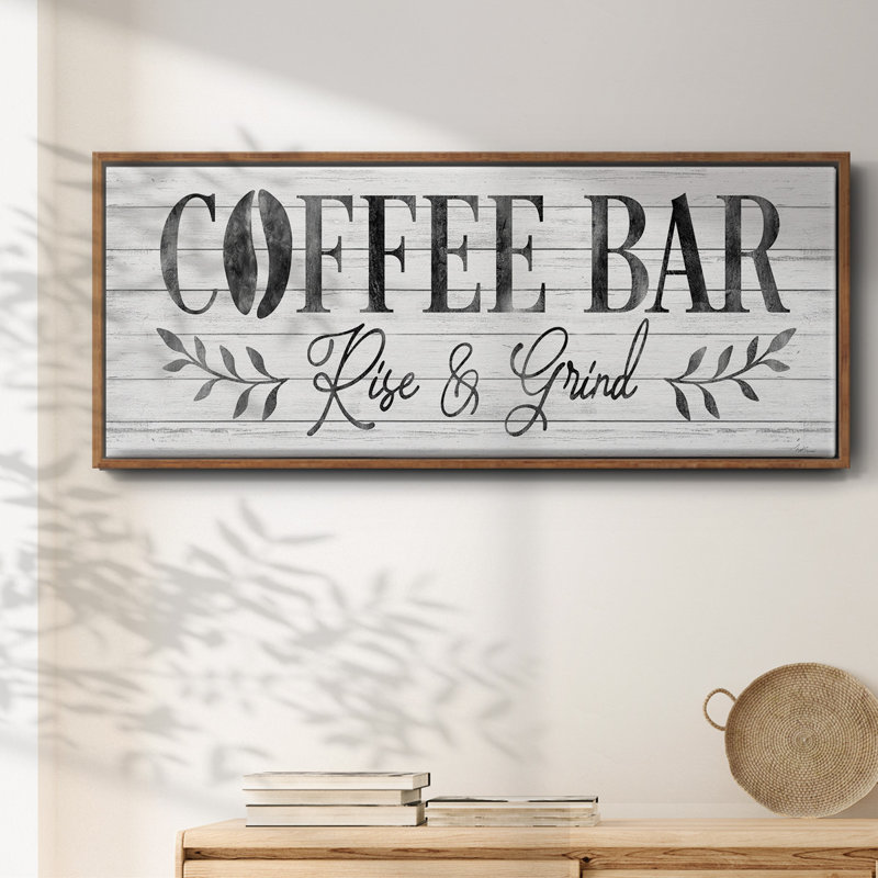 Coffee Bar- Framed Canvas, 12" H x 30" W