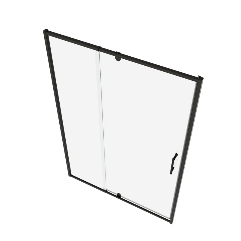 56-60" W X 71" H Pivot Shower Enclosure Door, 1/4" Tempered Glass, Matte Black, Left Right Universal, Easy Installation, Stainless Handle, Magnetic Shut, Leakage Design Swing 56 - 60" H, Reversible