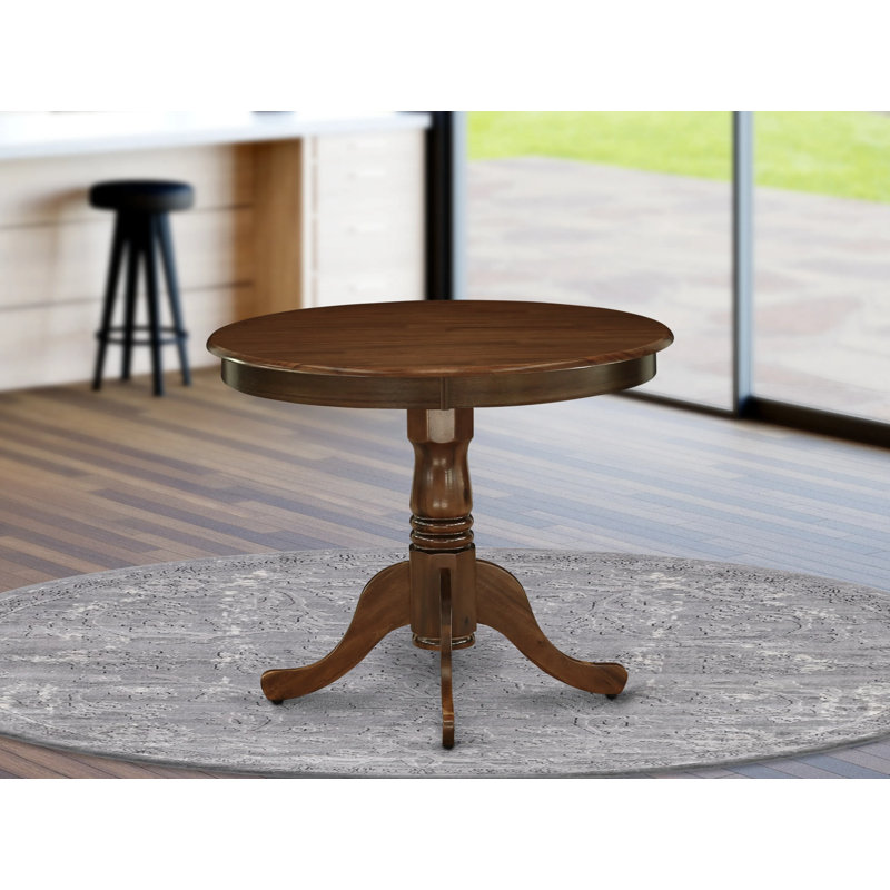 Table de salle à manger antique et moderne avec plateau à piédestal, noyer, Noyer acacia, Noyer acacia