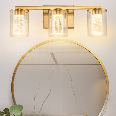 Luminaire de salle de bain Ayushma à intensité variable en cristal à DEL avec abat-jour en verre