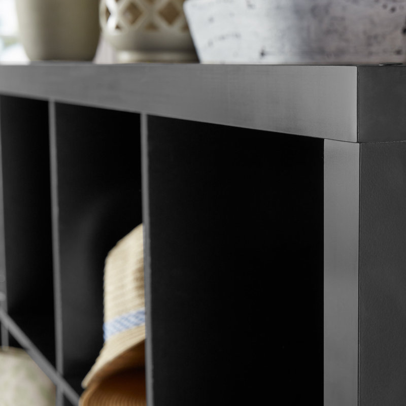 Gulay 16-Cube Horizontal Bookcase, Solid Black