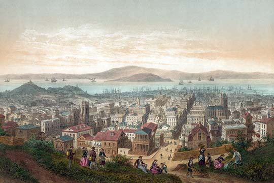 « vista of san francisco » par deroy, impression, H 28 po x l 42 po x P 1,5 po