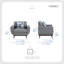 Ensemble de salon 3 pièces en chenille Keedyn Mid-Century Modern avec coussins de siège réversibles, dossier capitonné et pieds en bois de noyer massif-1133606817
