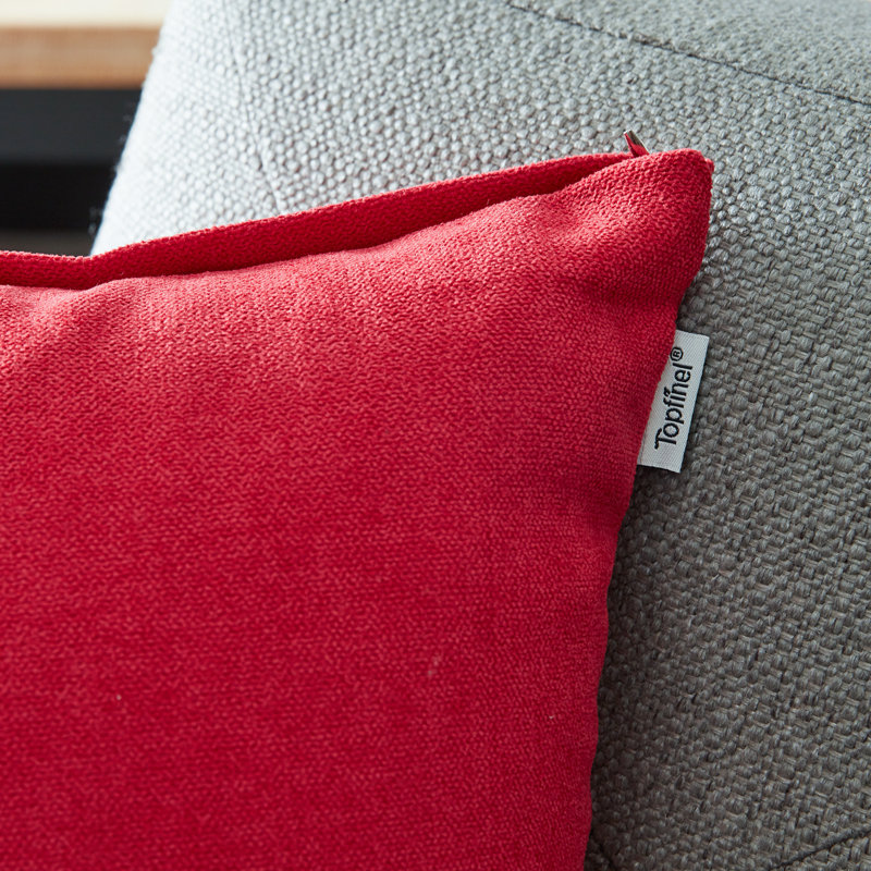 Housse de coussin carré en chenille, 20 po X 20 po, Rouge