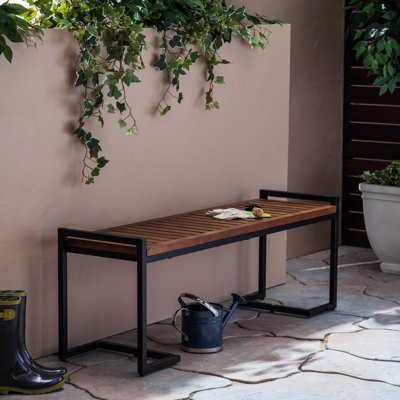 Banc de 52,5 po de largeur avec bois et fer fabriqués à la main - 54 po